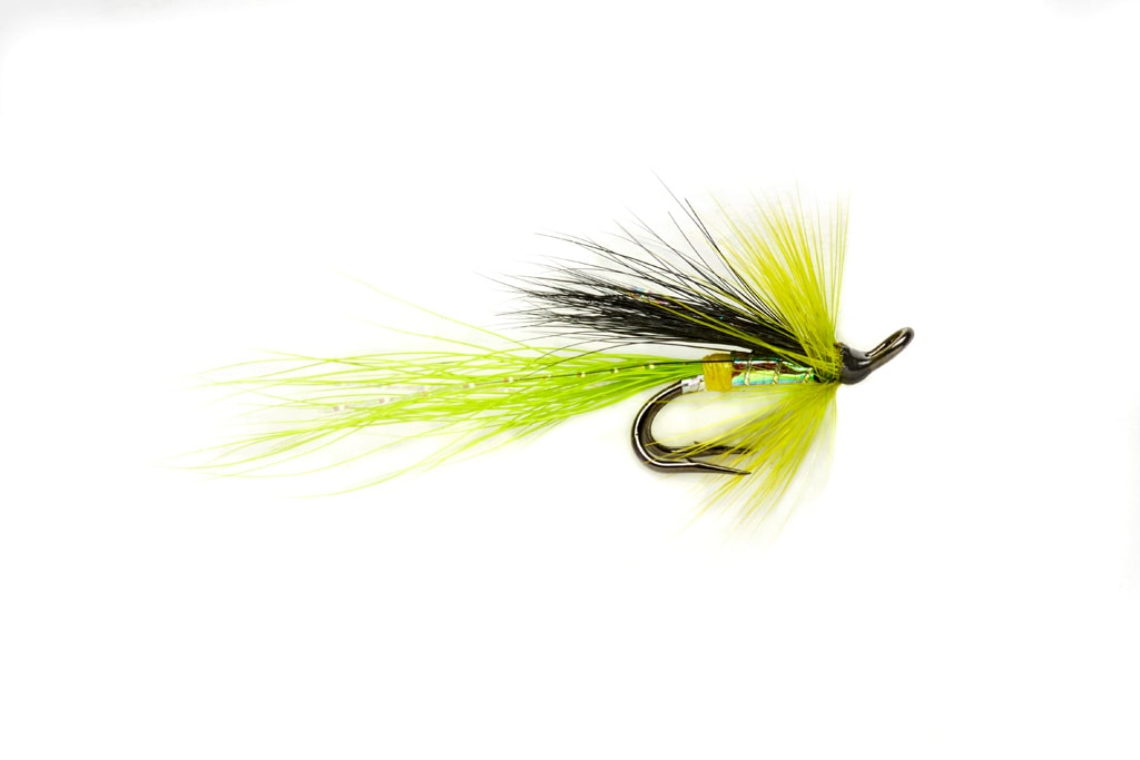 Pack of 3 Black//Chartreuse Brass tube flies Salmon//Sea Trout flies