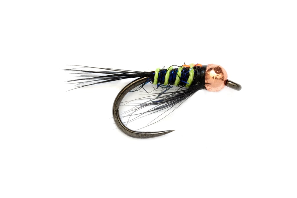 Croston's Tungsten Trigger DB UV Black Orange Barbless Size 12 Fishing Fly, Tactical