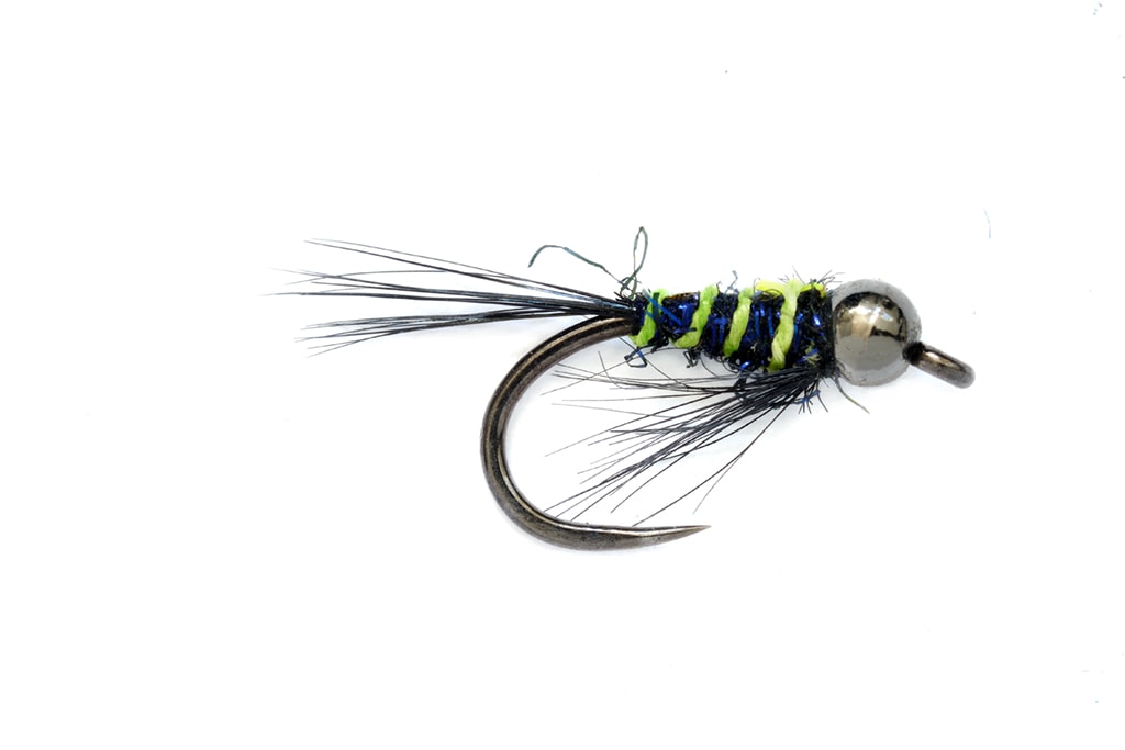 Croston's Tungsten Trigger DB UV Black Chartreuse Barbless