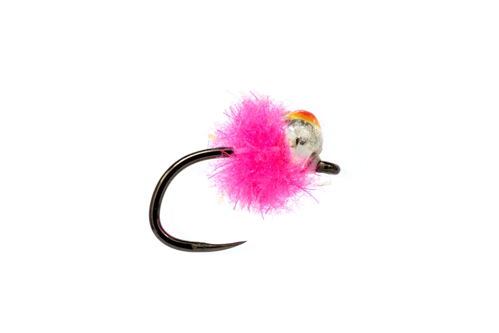 Croston's Tungsten Mini Egg Fluorescent Hot Pink Barbless 3.0mm Red Spot